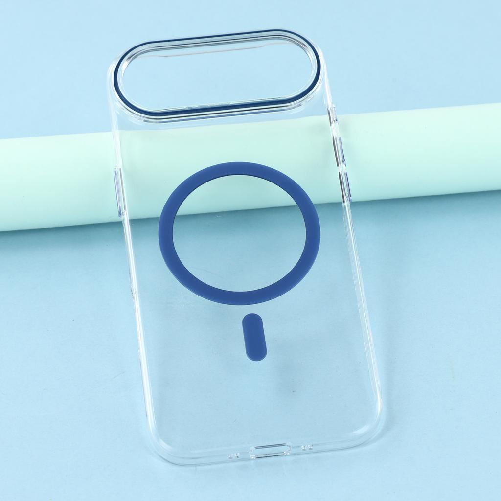 For iPhone Air Magnetic Case Clear PC Phone Back Cover with Metal Buttons