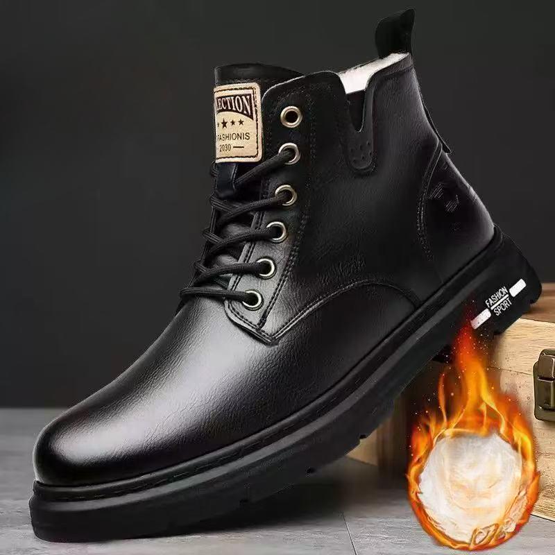 Outdoor Boots Men's Autumn and Winter New Trendy Leather Shoes British Style Retro Tooling Short Boots