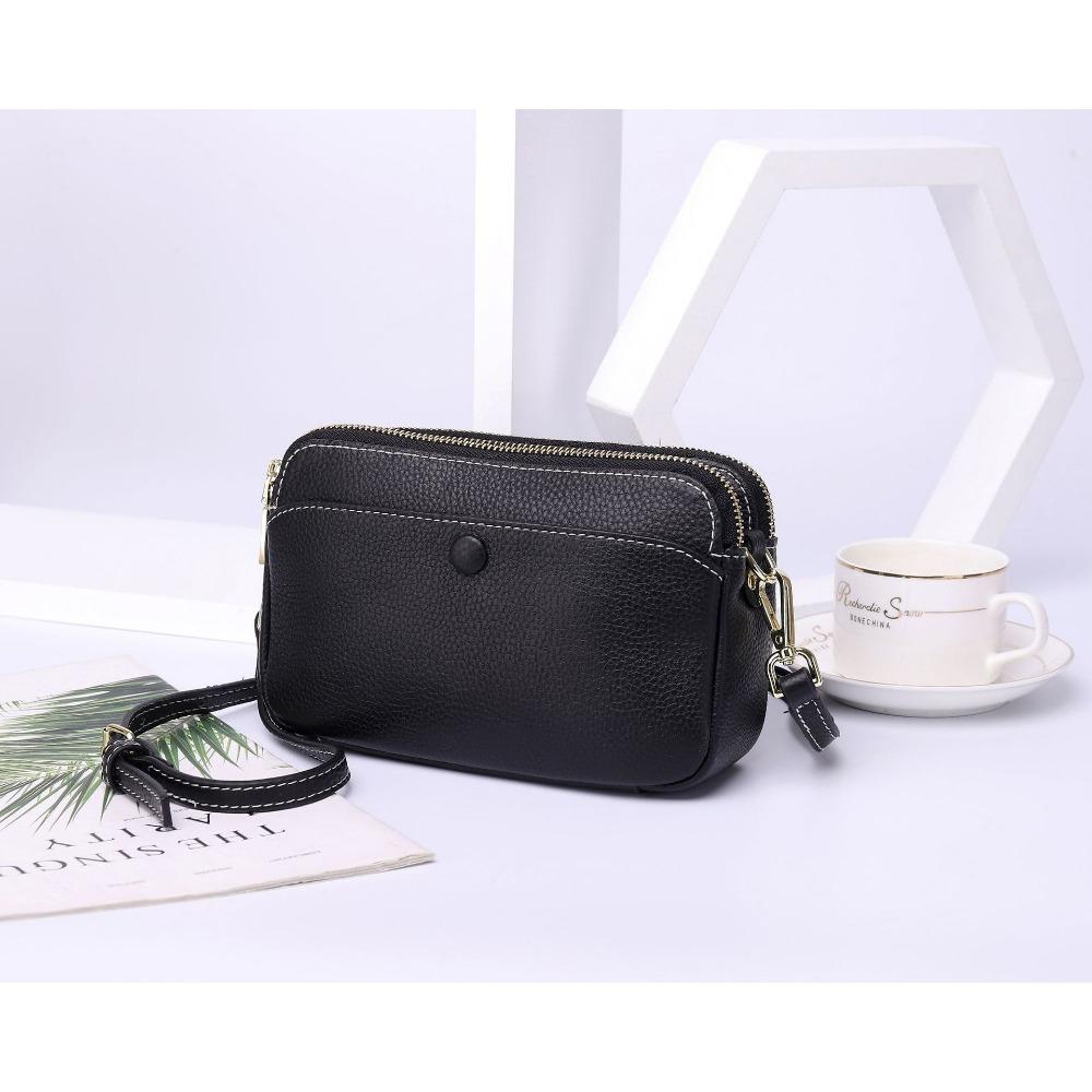 Karvės odos moteriška rankinė per petį, crossbody daugiašakė užsegama užtrauktuku, praktiška moteriška rankinė, paprasta maža kvadratinė rankinė