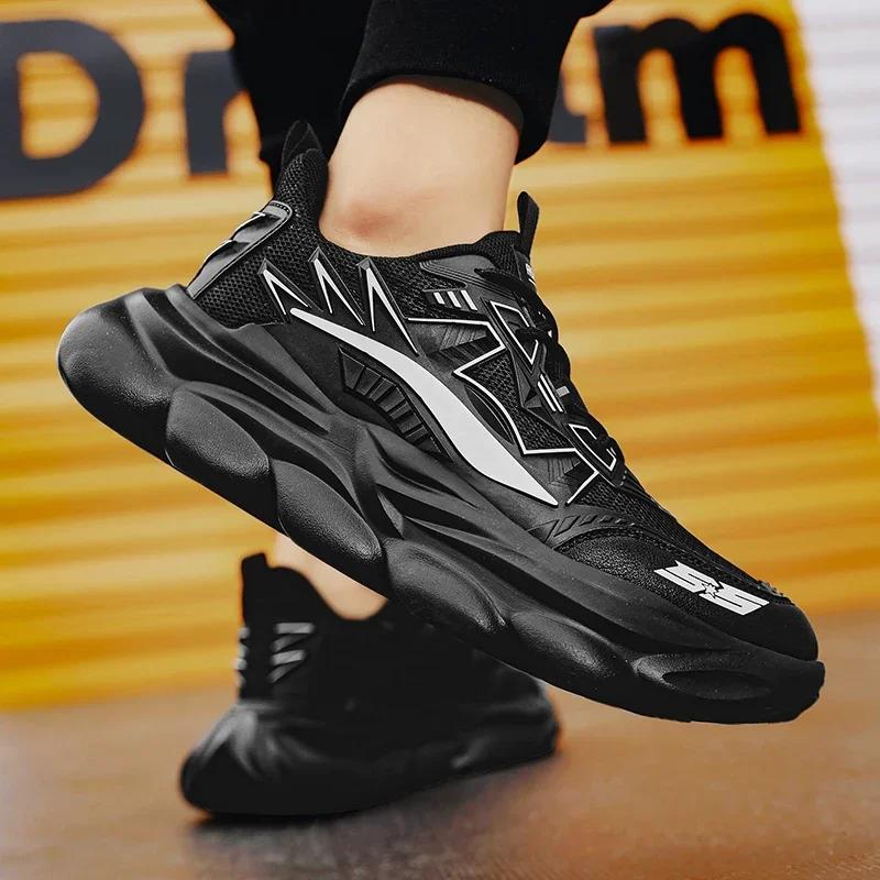 Men's Mesh Casual Sneakers Fashion Mens Sports Basketball Shoes for Men Lace-up Outdoor Male Breathable Sneaker Thick Bottom