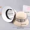 Trendy Letters Woven Fisherman Ladies  Simple Straw Hat Sun Hats Outdoor Travel Beach Panama Cap Bucket Hats For Women