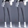 Women's Plus Size Thick Velvet Lambswool Leggings - Warm, Tight Fit in Black or Gray for Autumn and Winter.
