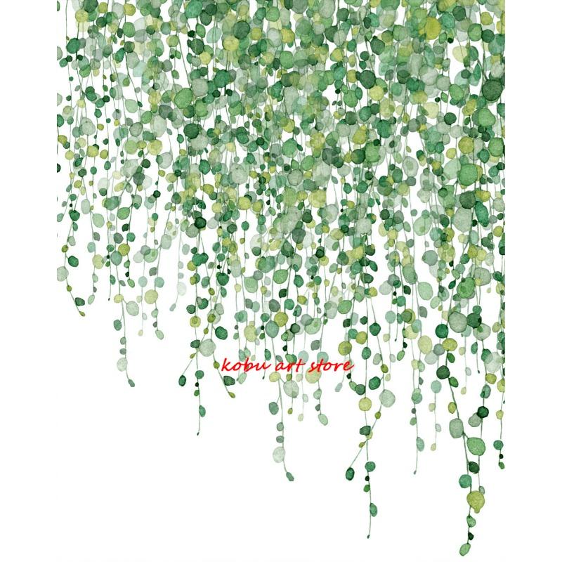 

Зеленый лист Акварельные плакаты и принты с растениями Холст Живопись Ботаническая зелень Настенное искусство Картина Комнатное растение Домашний декор 21cm×30cm NoFrame