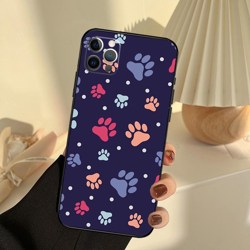 Dog foot Paw Colorful Pattern Case For iPhone 11 12 13 14 15 16 Pro Max Cover For iPhone 13 12 Mini XR X XS Max Plus