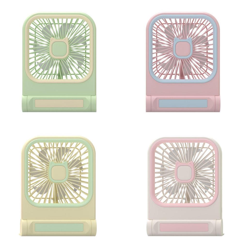 Usb Rechargeable Cartoon Desk Fan With 3speed Settings For Office And Dorm Use