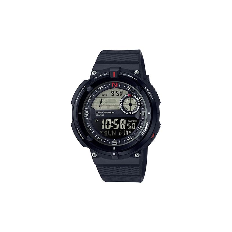 

Casio pointer digital dual display quartz movement resin strap Japanese and Korean watch men s watch gray dial SGW-600H-1B сірий колір
