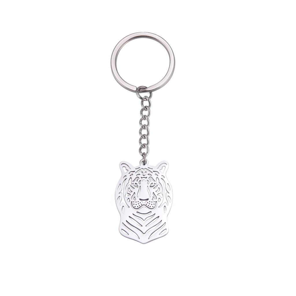 Dreamtimes 2026 Tiger Pendant Keychain Fashion Punk Stainless Steel Men's Animal Head Accessories Gift