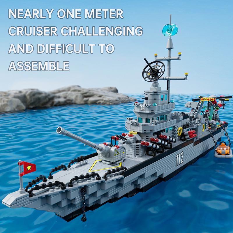 2000PCS Military Battleship Ocean Boat Ship Building Set Warship Building Kit Toy Gift Cruiser Building Bricks As Halloween Gift