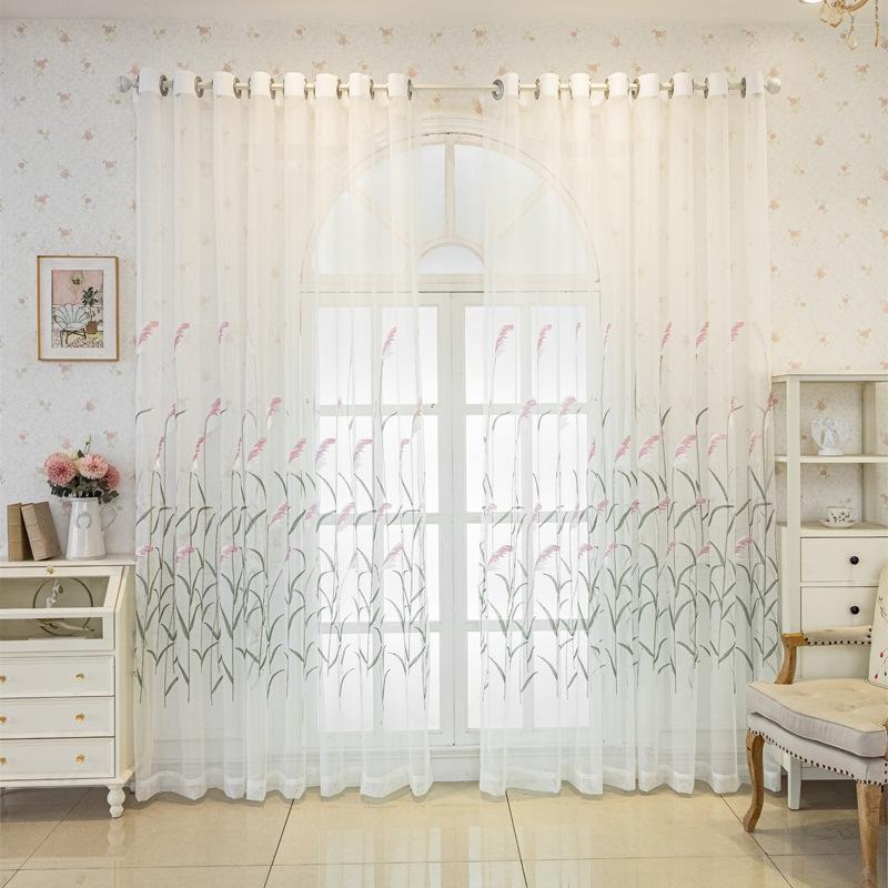 White Sheer Wheat Leaf Pattern Light-Filtering Privacy Curtains,Suitable for Hotels, Offices, Schools, Country Churches, Living Rooms, Bedrooms