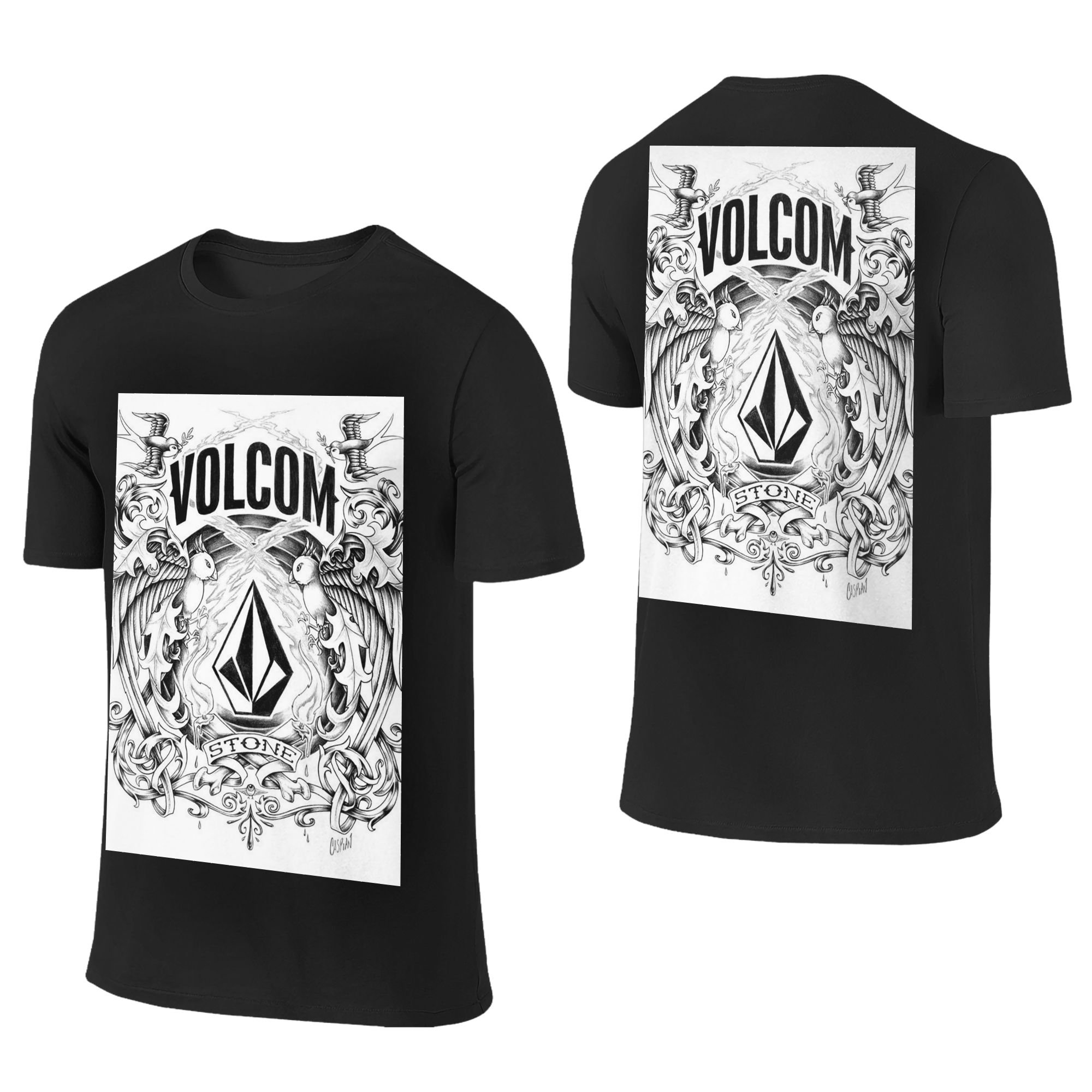 

100 Cotton VVolcom Logo TShirt Unisexs Double Sided T Shirt Unisex ONeck Summer Shirts Tops Oversized S