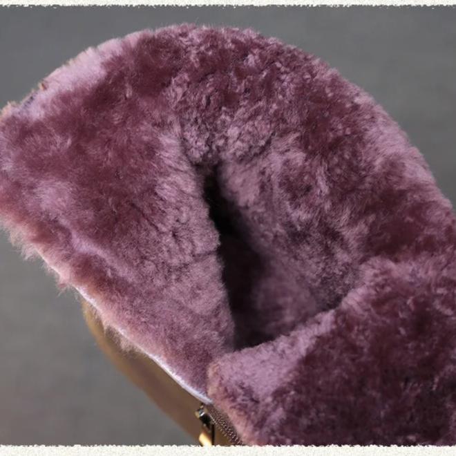 Johnature Genuine Leather Retro Thick Soled Women's Short Boots Versatile Wool Warm Snow Boots