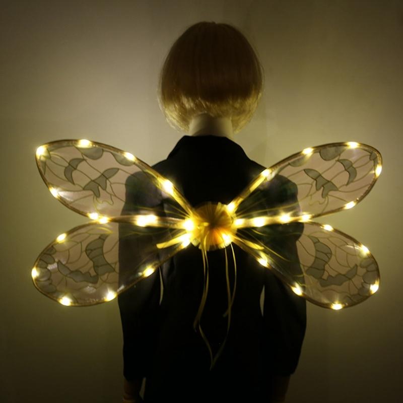 Dress Up Cicada Wing Light Up Dragonflies Wing Halloween Costume Wing LED Elves Wing Princess Wing for Women Girls Teens
