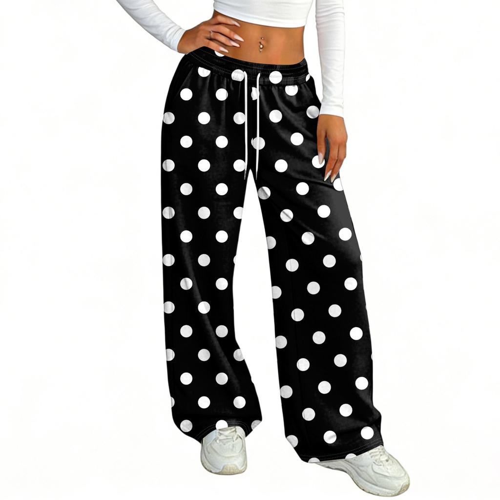 Women's Casual And Fashionable  Elastic Waist Loose Wide Leg Pants