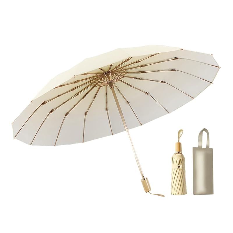 

[New in 2024] gradation parasol UV cut ladies 16 bones Strong against wind folding umbrella shading heat shield cute wooden hand Durable For both rain
