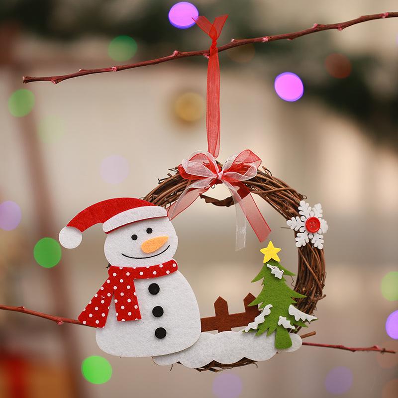 Christmas decorations Santa Claus small rattan wreath pendant children's Christmas gift garland Christmas tree pendant