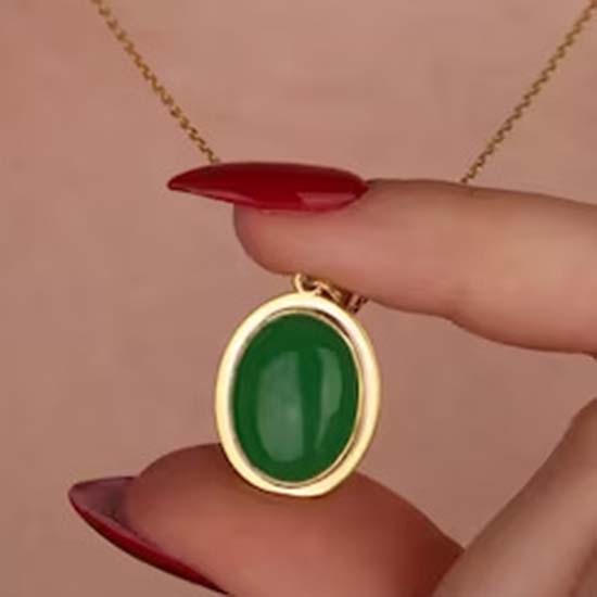 Collar de Gema Oval de Ónix Verde, Plata de Ley 925 Sólida, Joyería Hecha a Mano, Joyería de Declaración, Regalo Para Ella, Collar de Boda