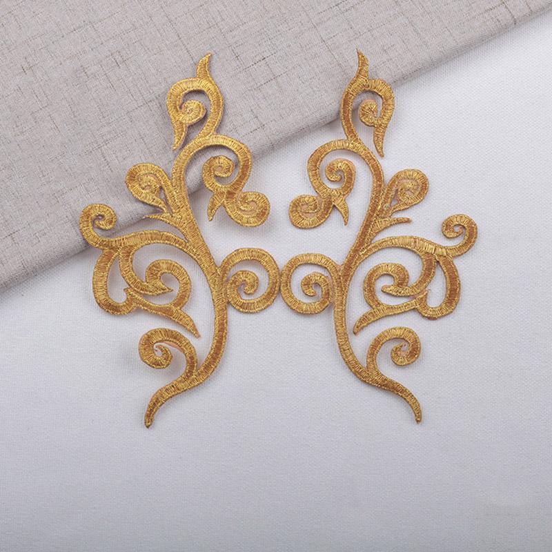 1 Paar Aufnäher mit ethnischem Totem, goldfarben, zum Aufbügeln, zum Aufnähen, Aufnähen, bestickte Applikationen für Kleidung, DIY-Basteldekoration