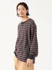 B:MING LIFE STORE by BEAMS Men's Long Sleeve T-Shirt with Waffle Stripes and Henley Neck, Navy, Size L