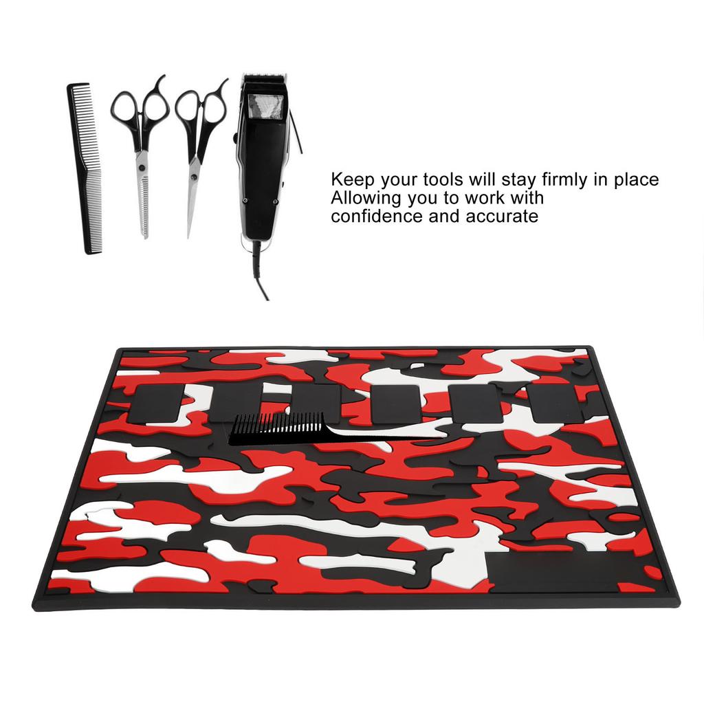Magnetic Barber Mat Camouflage Print Prevent Slip Silicone Barbershop Work Station Pad for Clippers Scissors