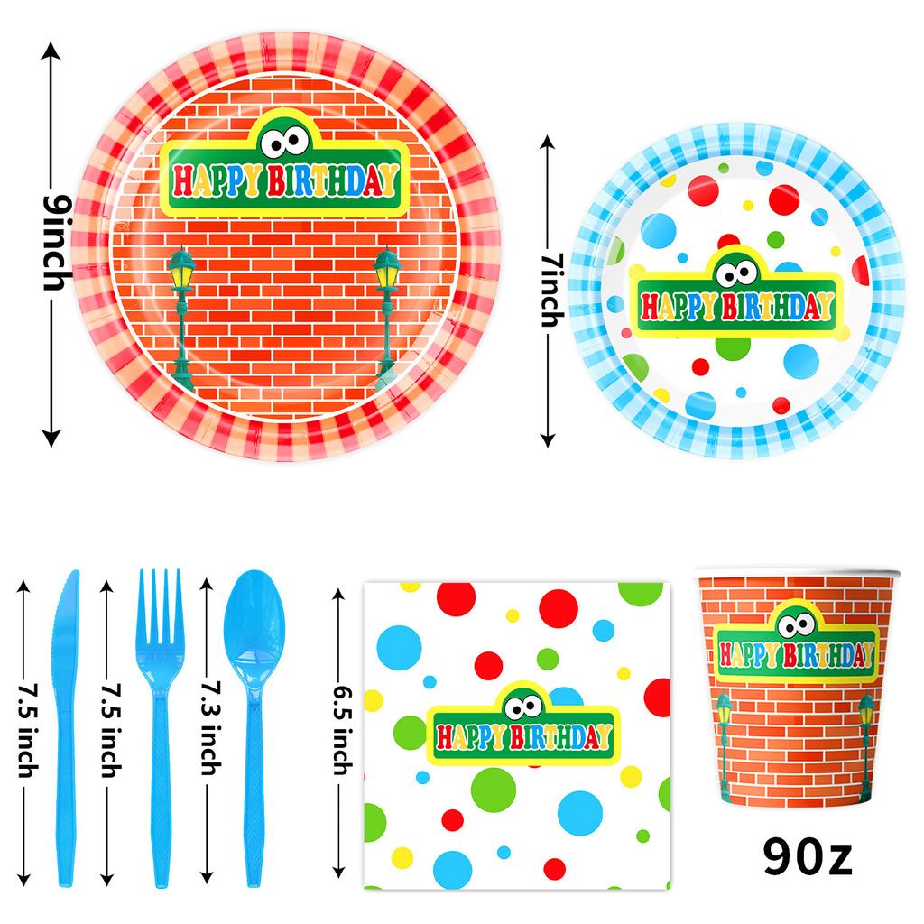 Custom Sesame Street Themed Party Supplies Birthday Decoration Sesame Street Tableware Party Atmosphere Arrangement Banner Props