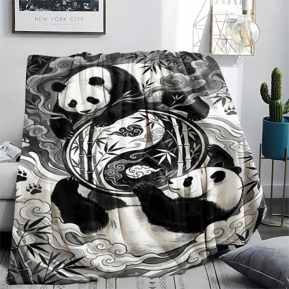 1Pc Tai Chi Animals Print Flannel Blanket, High quality Comfortable for All Seasons, Home Decor, Warmth and Comfort, Perfect for Christmas Gifts W106