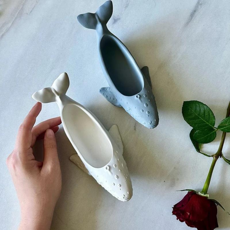 Big Whale succulent plant flowerpot resin silicone mold marine animal whale storage box candle cup concrete cement gypsum mold