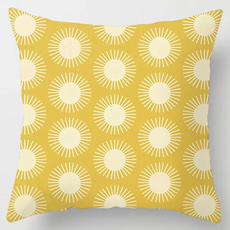Modern Simple Yellow Flower Pillowcase Home Sofa Cushion Lumbar Pillow