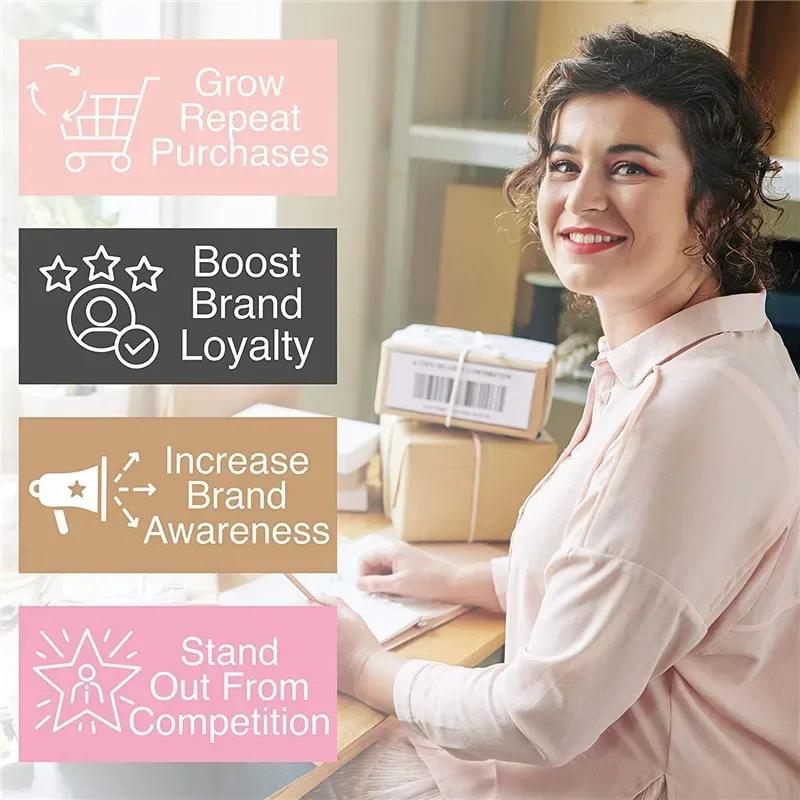 50PC/pack "Thank You for Supporting My Business" Black Rectangular gift Card Shop Packaging Decorative Flower Shop Baking Labels