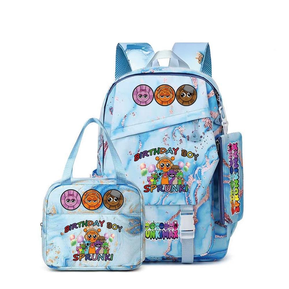 SprunkiPlush Rhythm Box School Bag Student Large Capacity Storage Backpack Backpack Three-piece Set L