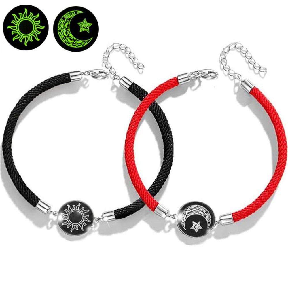 1 Pair Adjustable Braided Bracelet Luminous Rope Bracelet Retro Couple Bracelet  Couple Wear
