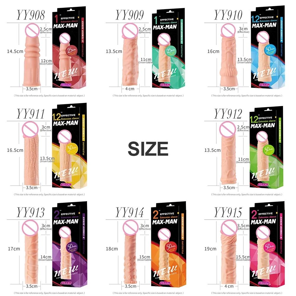 Reusable Penis Sleeve Extender Realistic Penis Condom Silicone Extension Sex Toy for Men Cock Enlarger Condom Sheath Delay