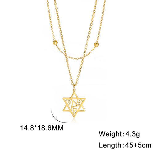 Dreamtimes Triple Spiral Triskelion Hexagram Necklace for Women Men Stainless Steel Pendant Star of David Je Jewelry Collar