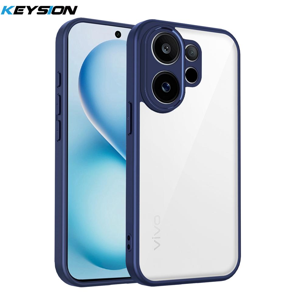

KEYSION Прозрачный чехол для телефона для VIVO V60 Мягкий силикон+ПК Прозрачная ударопрочная задняя крышка для телефона для VIVO V60 5G for VIVO V60 синий