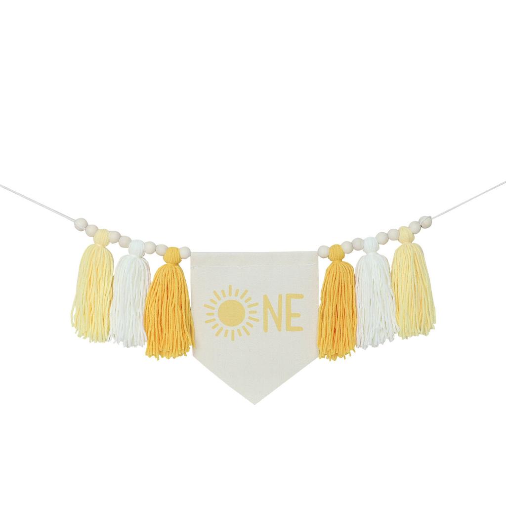1th Sun Sign Birthday High Chair Banner Yellow Birthday Party Decoration,Sunshine Highchair Banner for Boy Girls Kids Bedroom