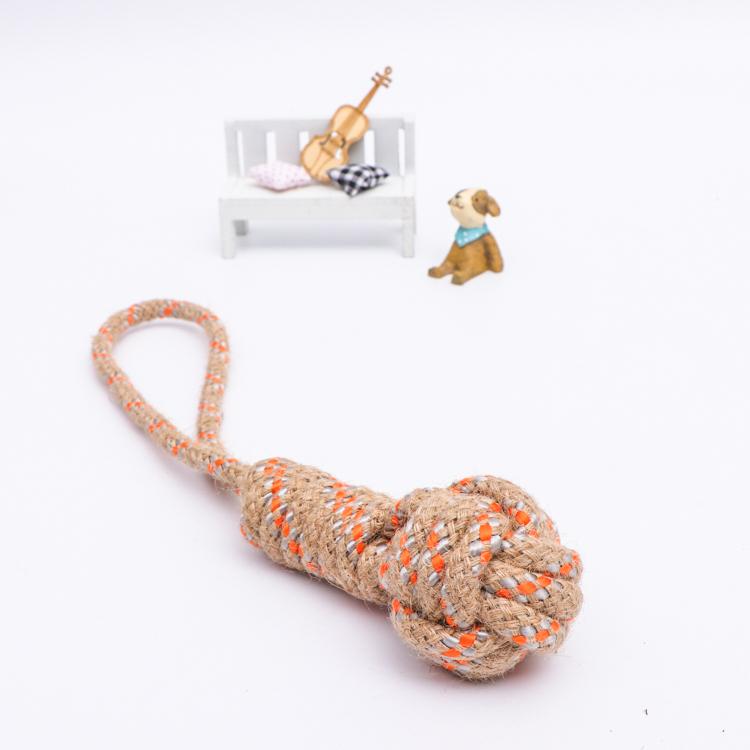 Natural Cotton Rope Squeak Toys Dog Balls Dog Toy Ropes Tug of War Ball розовый