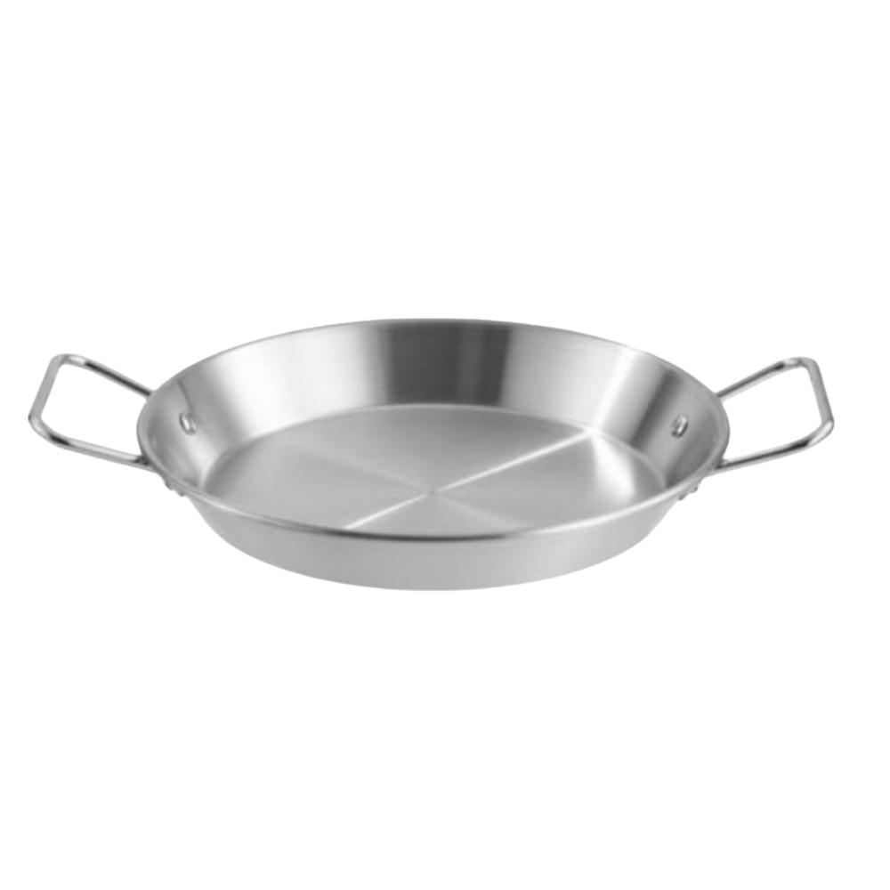 Flat Bottom Frying Pan 18/20/22/24cm Stainless Steel Pan Heavy Duty Food Tray  Home Kitchen 18cm-Silver Handle