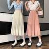 Skirts for Women Fashion Elegant Elastic High Waist Basic Pleated Skirt Solid Casual A Line Summer Midi Skirt