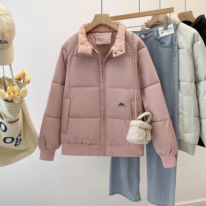 

Зимняя новая одежда с хлопковой набивкой из пуха со стойкой воротником, универсальная утолщенная свободная теплая куртка, хлопковая куртка, одежда с хлопковой набивкой в виде хлеба для пары 3XL 165-90kg