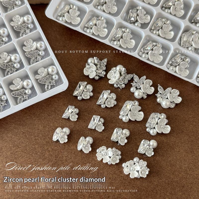 1Pcs Zircon Pearl Nail Diamond Nails Decoration Nail Shiny Nail Gems Jewelry Nail Charm Diy Accessories