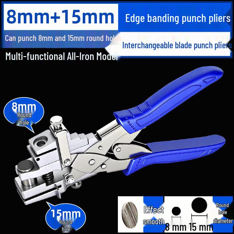 East Tour Multifunctional Edge Banding Hole Punch Woodworking Tool with Screw Hole Cover Pliers