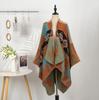 Ethnic Style Printed Shawl Imitation Cashmere Split Cape Warm Scarf Jacket Retro Literary Big Shawl Women