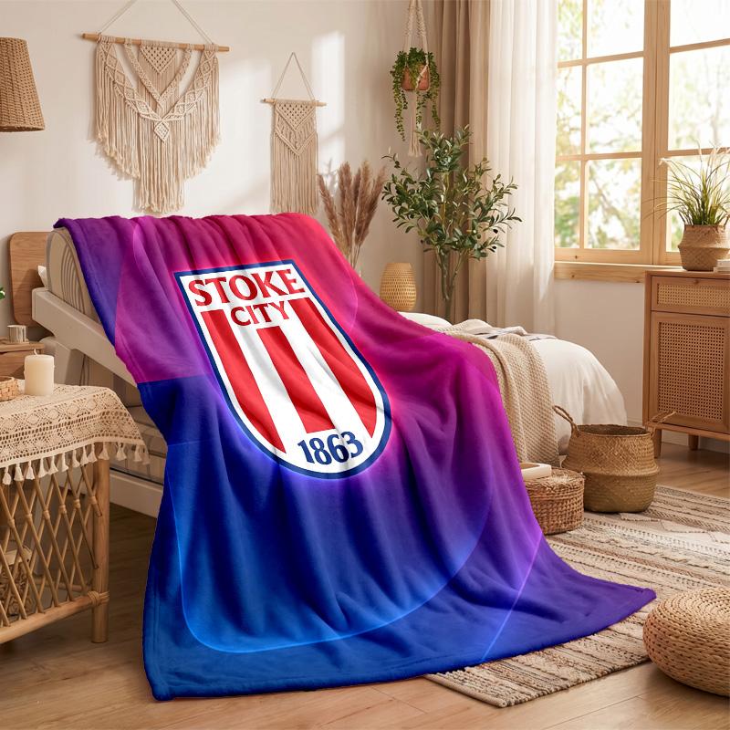 Stoke City Football Print Flannel Blanket Soft Warm Sofa Bed Throw Blanket For Home Office Bedroom