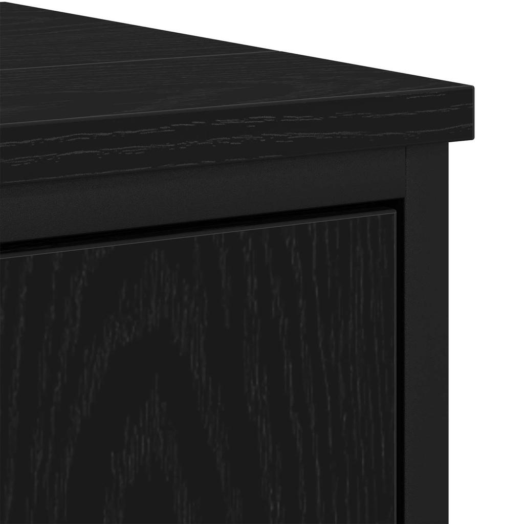 Bathroom Furniture Set with Shelf 2 Pcs Black Particleboard