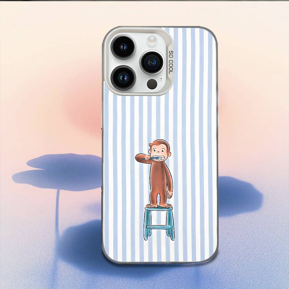 

Mokey C-Curious G-George Phone Case For iPhone 16,15,14,13,12,11,Mini,Pro,E,MAX White Candy Matte Shockproof Cover iPhone12