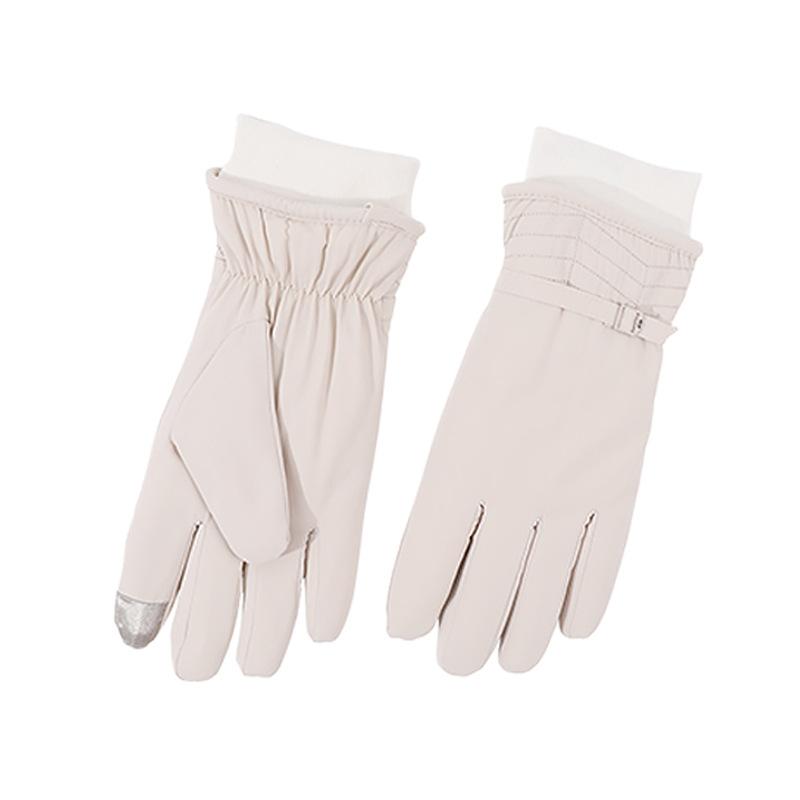

Winter fleece thickened outdoor windproof riding ski gloves men s thick fluff thermal gloves women s gloves men One size бежевий