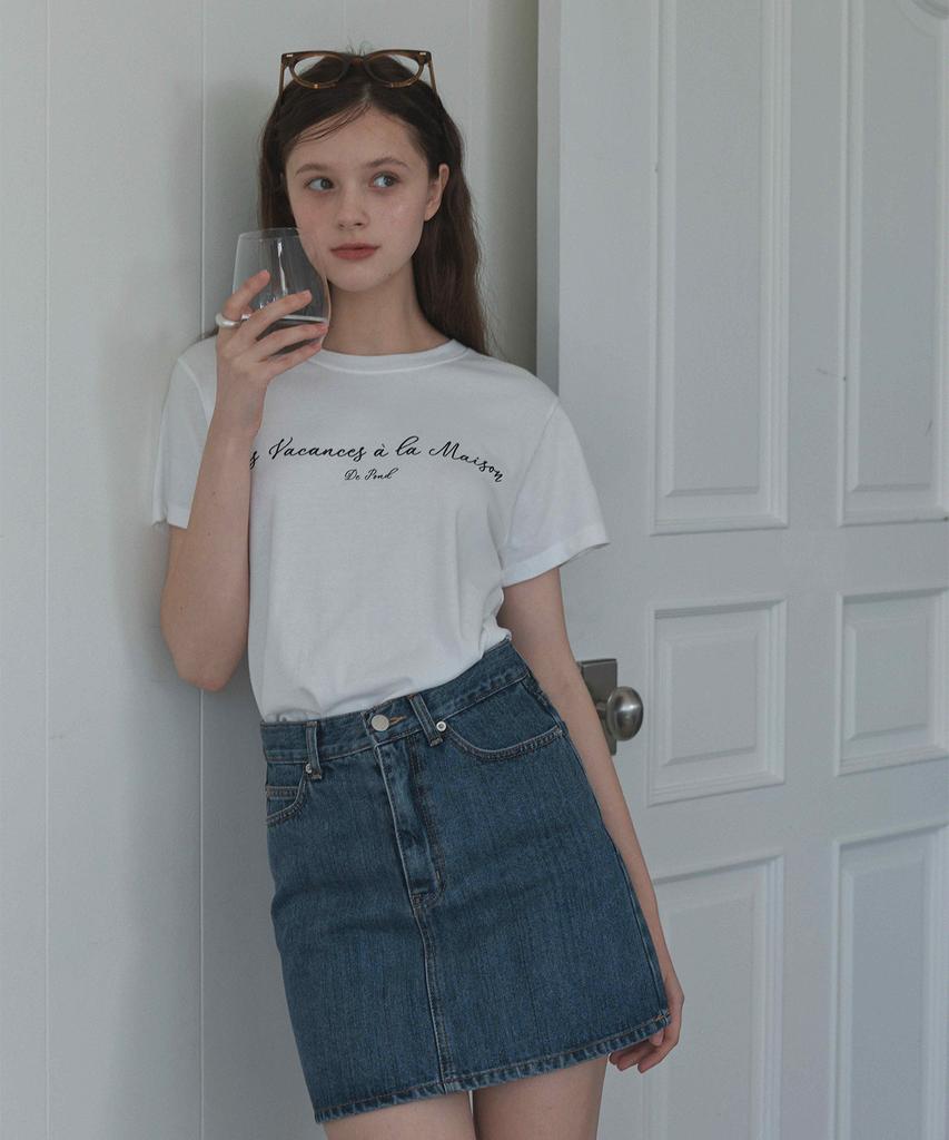 Hauseuobeupondeu Kaihara Fabric Denim Skirt(Light Blue, Mid Blue)