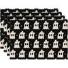 Black Stripes Ghost Boo Spooky Halloween Placemats Set of 4, 12x18 Inch Seasonal Vintage Table Mats for Party Kitchen Dining