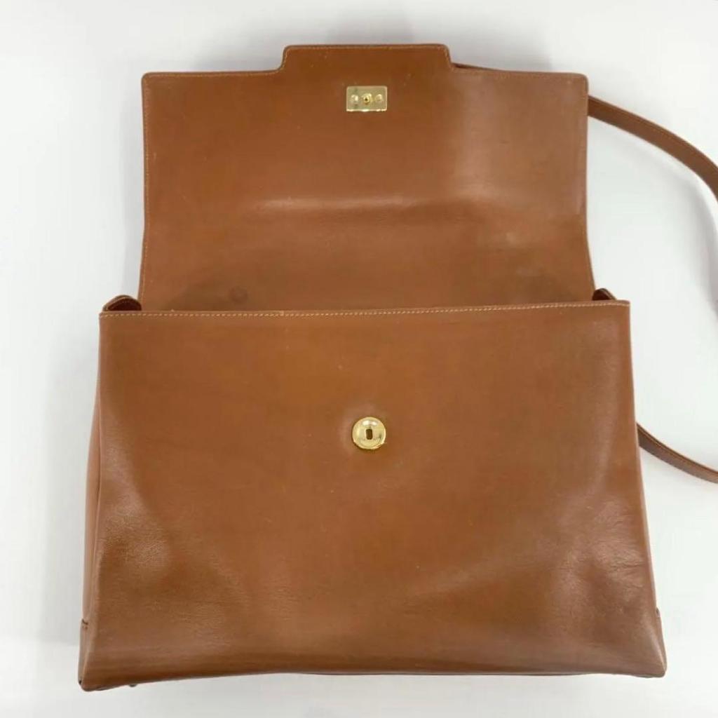 OLD GUCCI Bamboo 2way Handbag Shoulder Crossbody Bag Top-Handle Brown Gold Hardware Leather