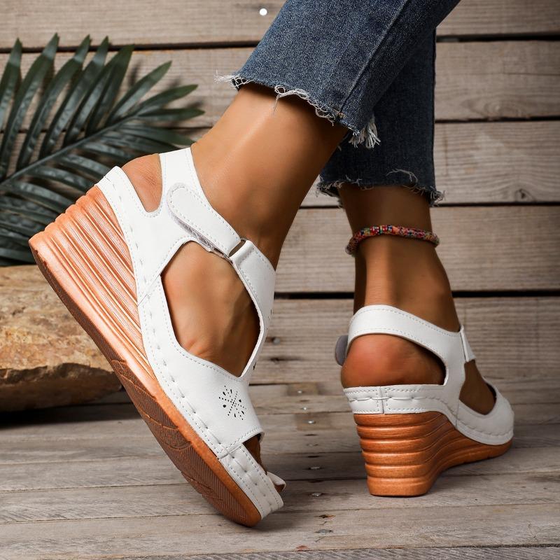 Plus Size Sandals Women's Summer 2025 New Platform Cutout Velcro Sandals Women