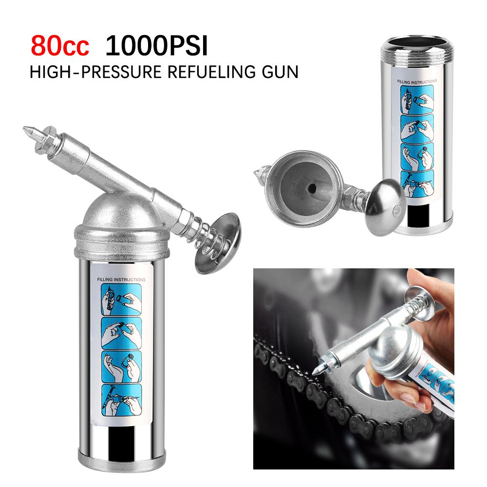 High Pressure Auto Accessories Mini Grease Gun Oiler Hand Tool 80cc Capacity Machine Handheld Alloy 1000PSI Output Pressure Oiler